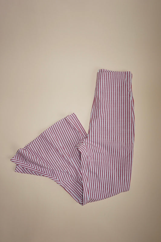 "Maria De La Orden" Pinstripe Flare Cotton Pants - Size Small