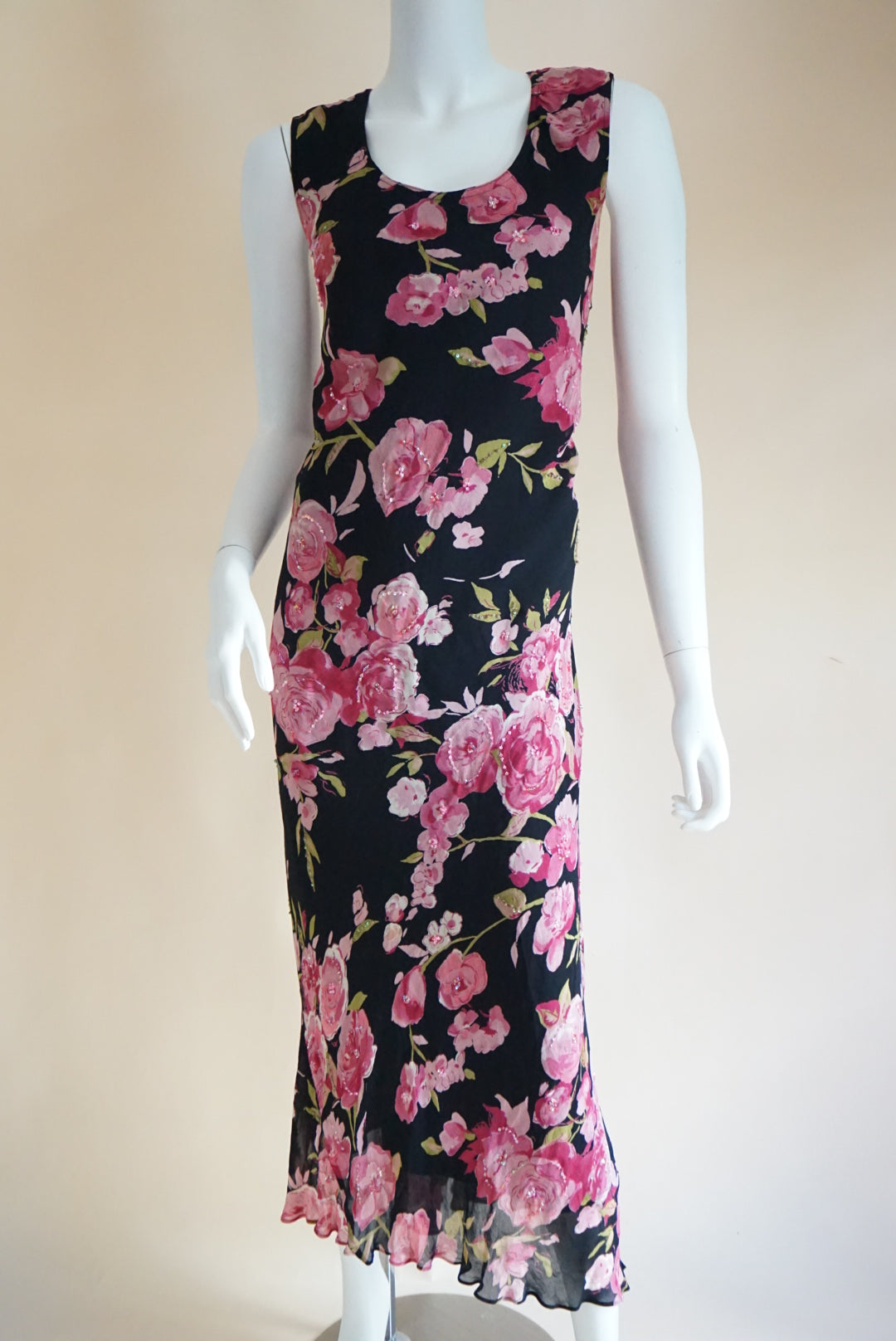 Dressbarn Floral Vintage Beaded Maxi Dress - Size 14/16