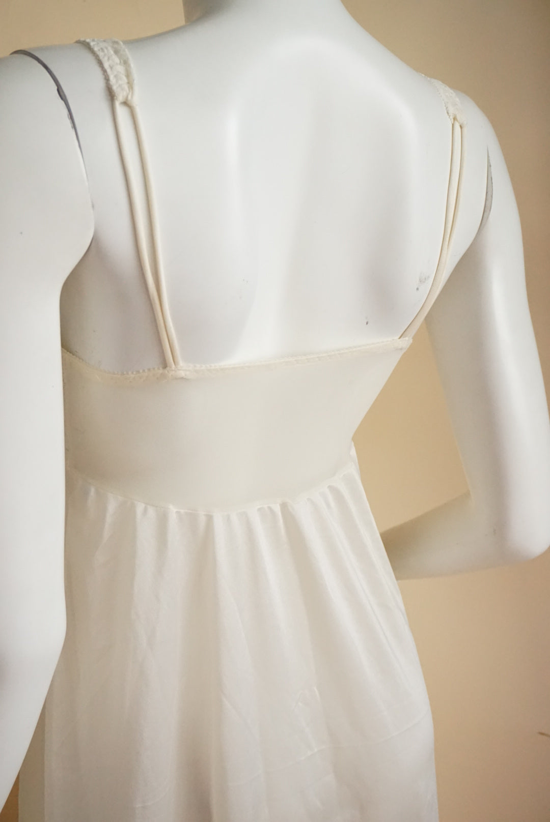 Vintage 80s Gold Label Victoria's Secret Ivory Lace & Sheer Maxi Nightgown Dress - Size Small