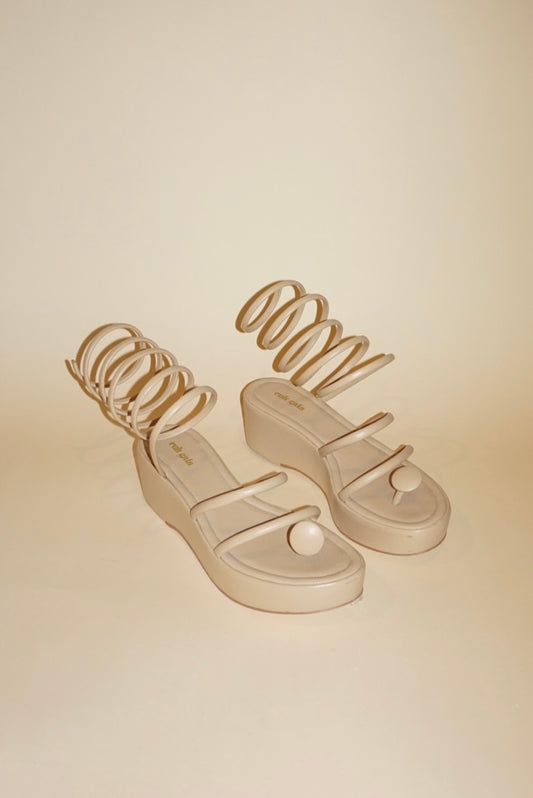 Cult Gaia Coil Wrap “Alba” Platform Nude Sandal - Size 41