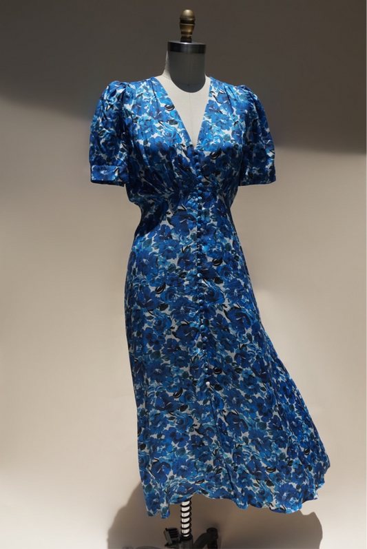 "The Kooples" Floral Short Sleeve Midi Button Down Dress - Size