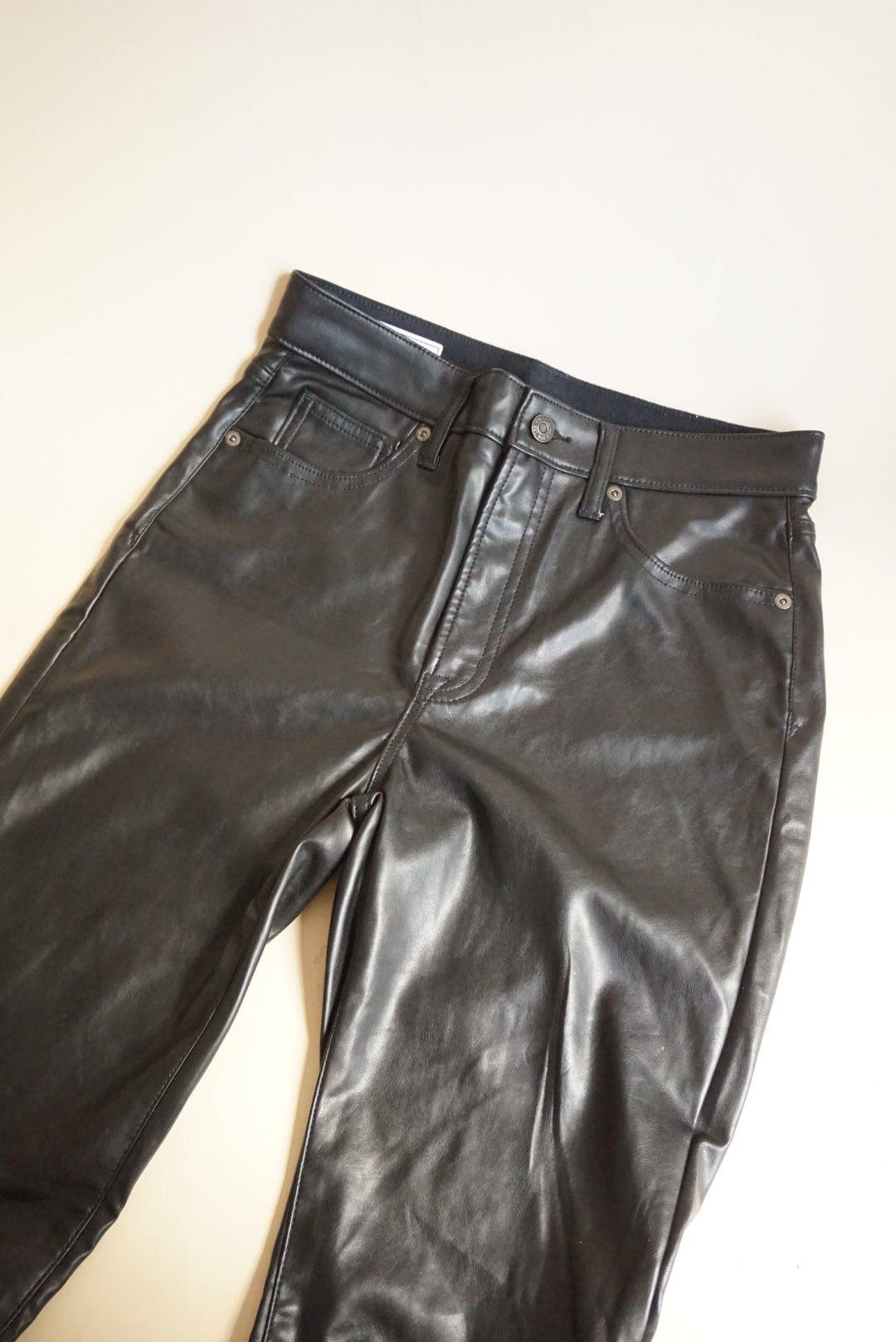 Gap Black Vintage High Rise Slim Faux Leather Pants - Size 27