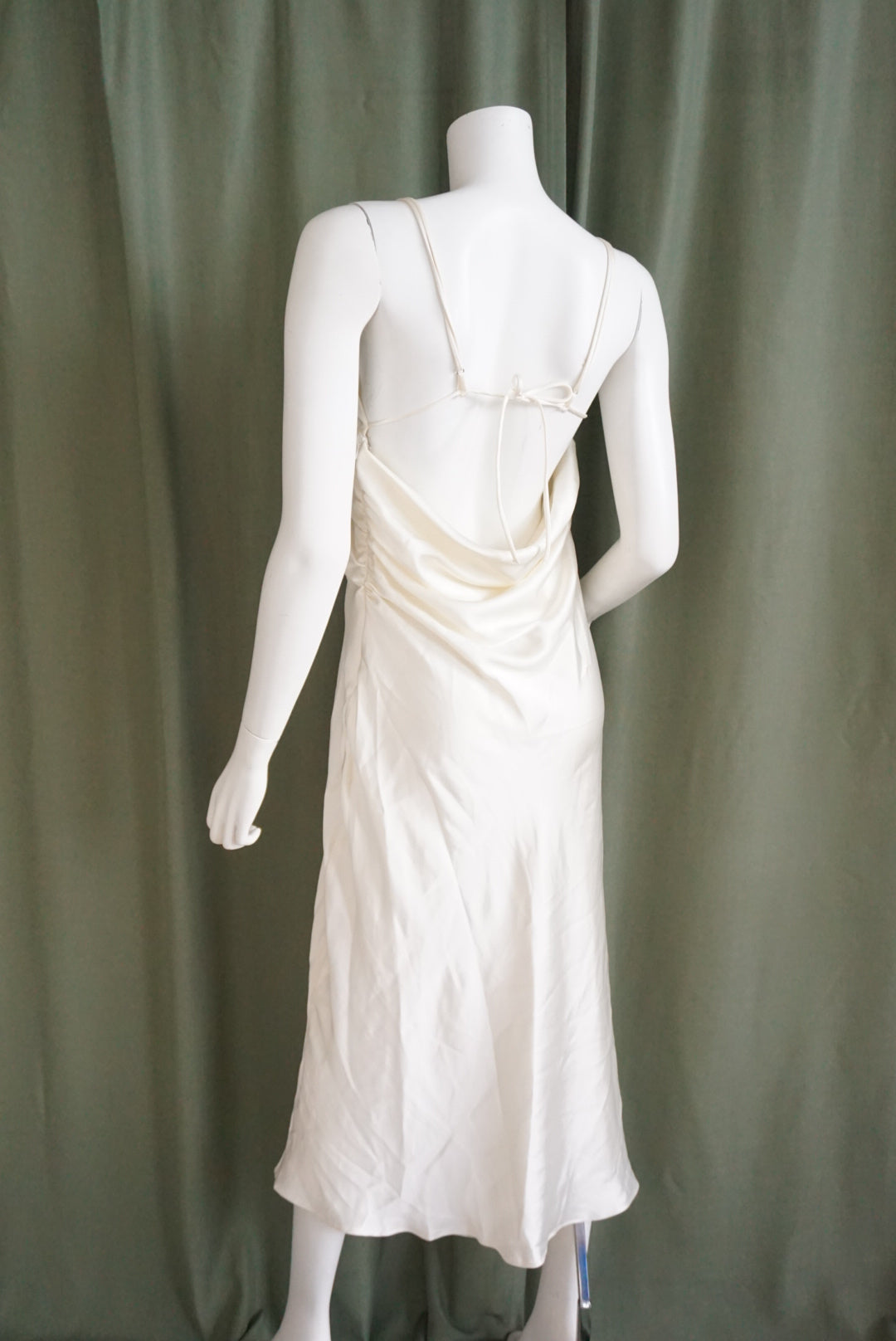Zara Ivory Front Tie Ruched Slip Maxi Dress NWT - Size Medium