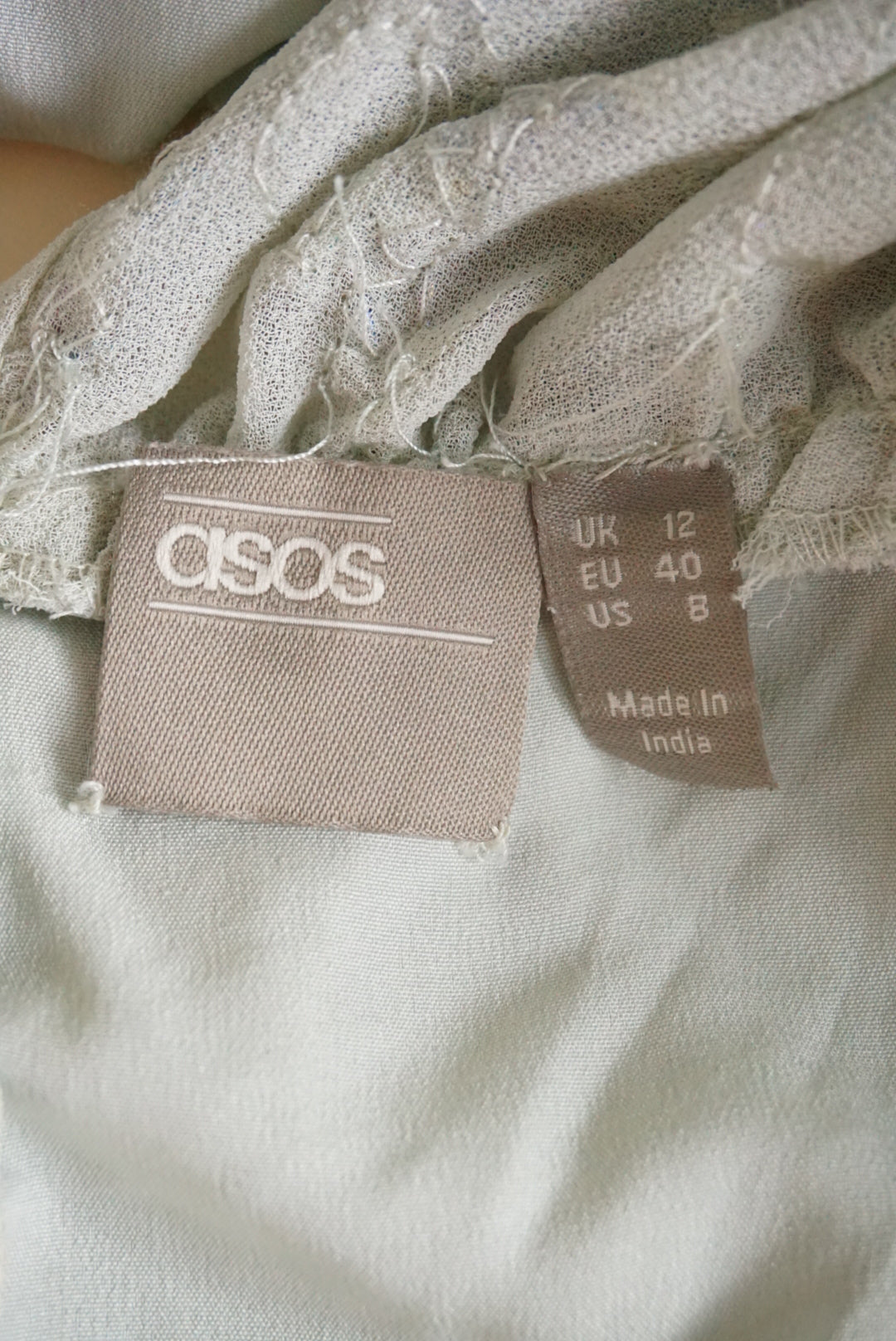 Asos Sage Beaded Embellished Dolman Sleeve Sheer Open Back Tunic Blouse - Size 8