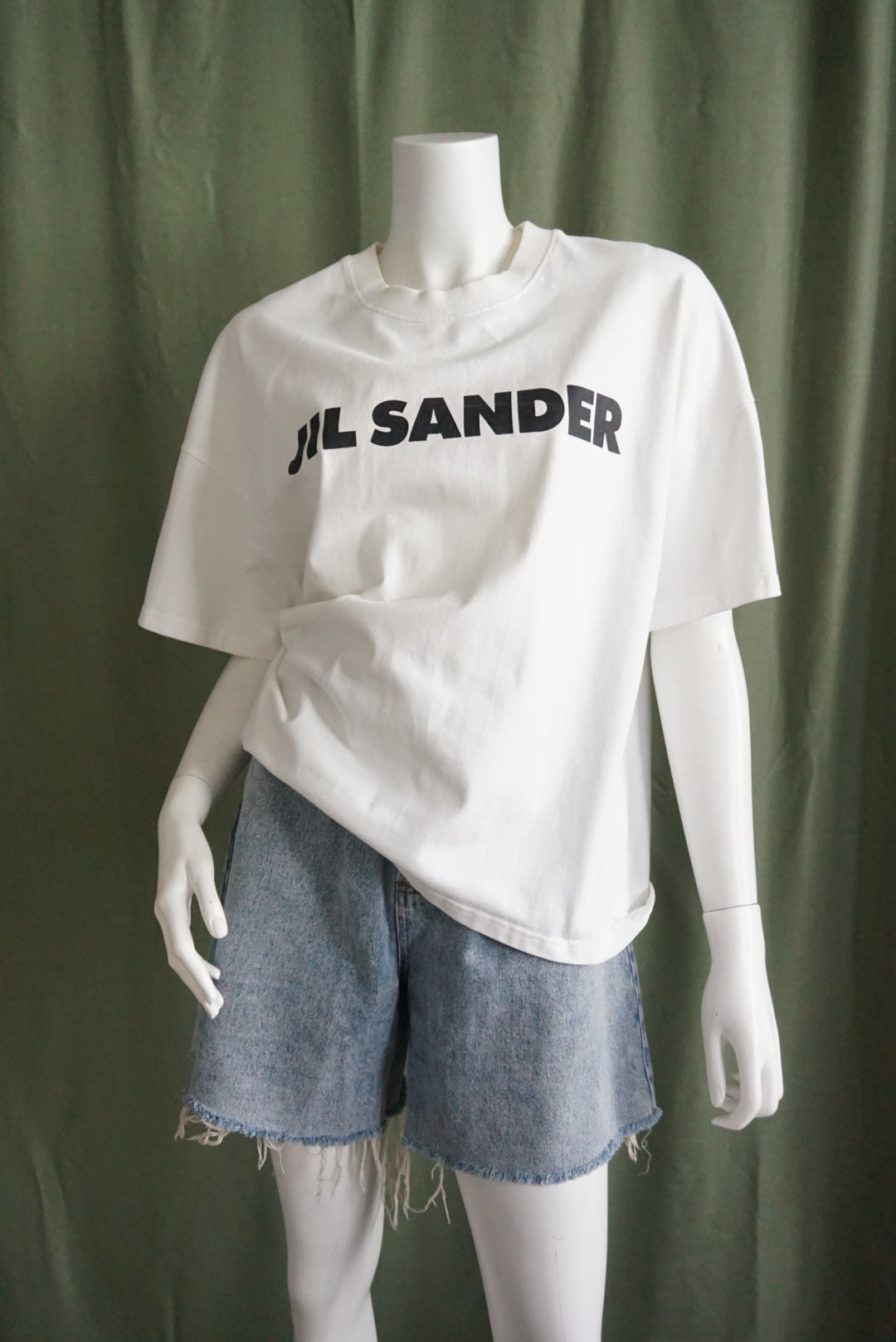 Jil Sander White Cotton Heavy Weight Oversized Logo Tee