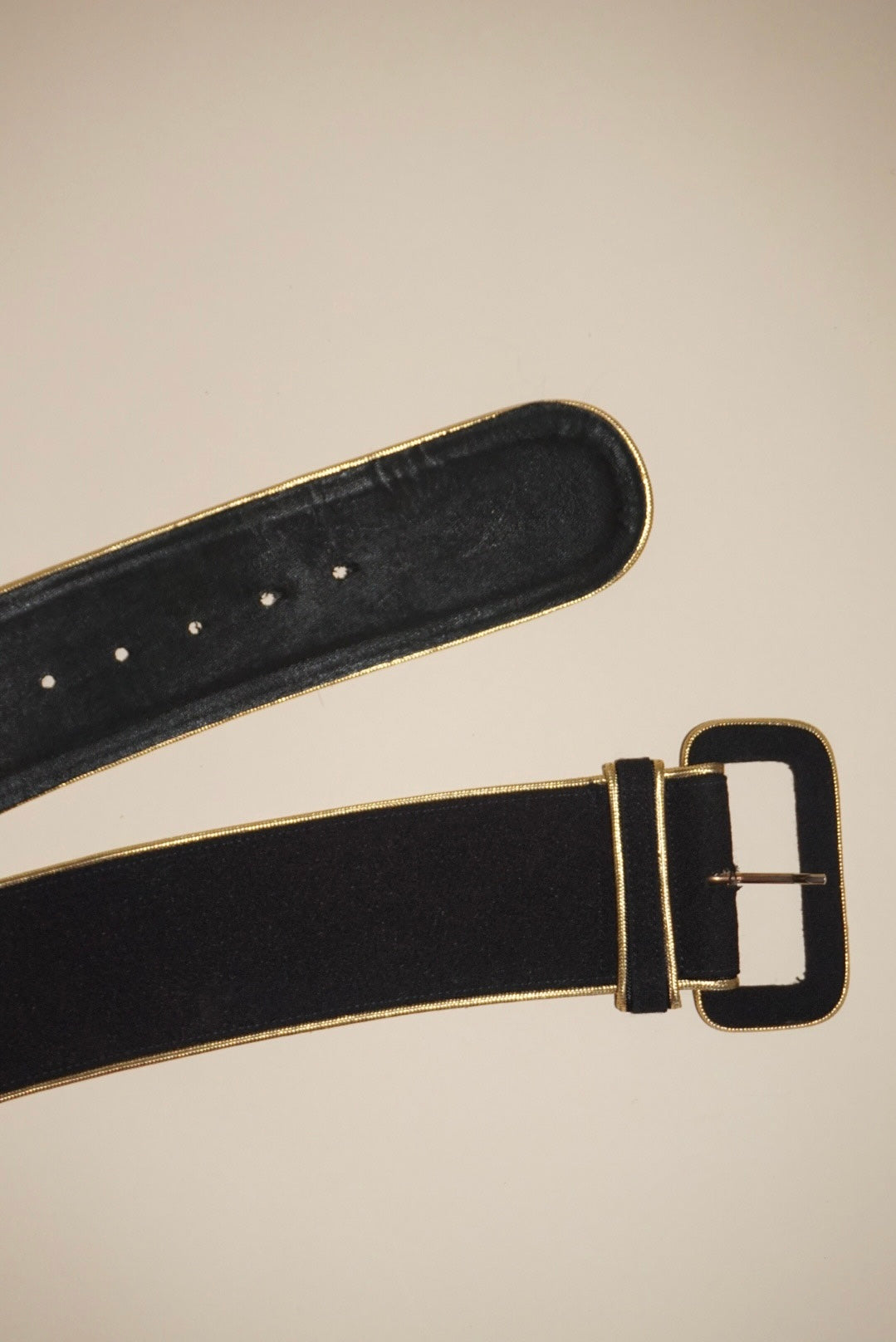 Vintage Fabric Gold Trim Wide Belt