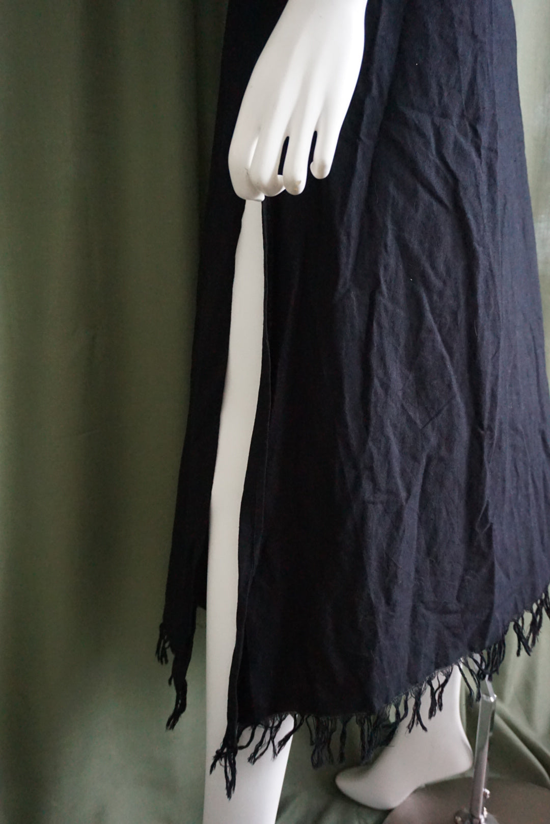 Chintamani Alchemistry Black Boho Linen Fringe Wrap Dress - Size XS