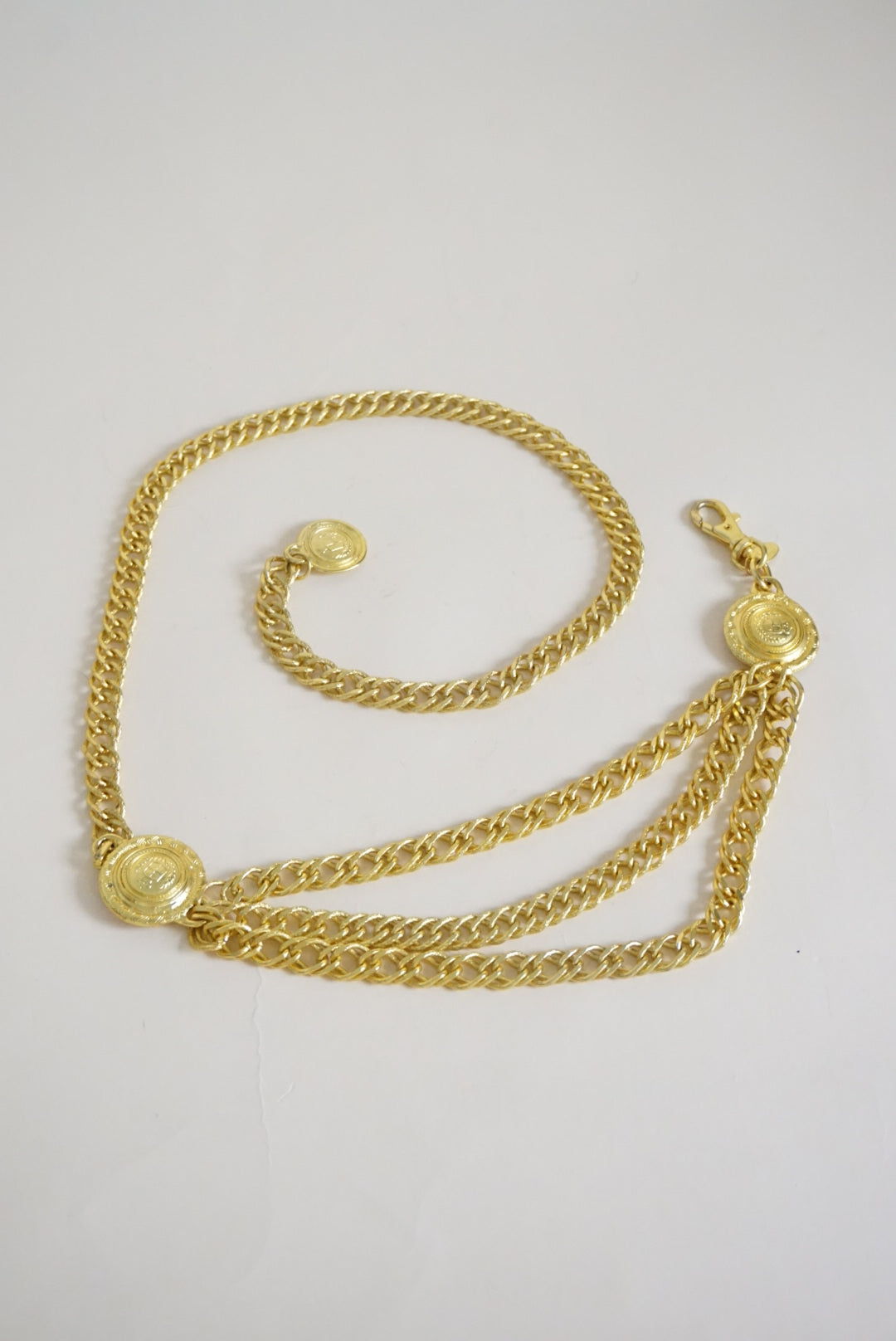 Vintage 80's Susan Graver 3-Tier Gold Chain Belt