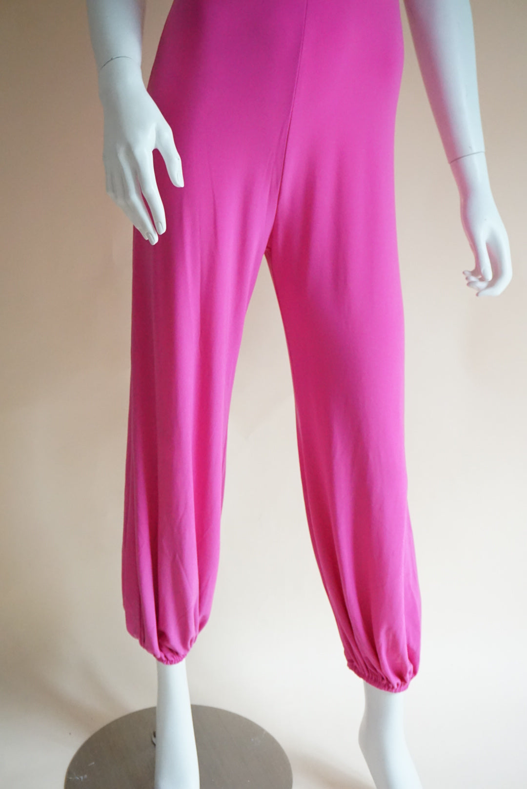 Norma Kamali Pink Lycra Slip Jog Jumpsuit - Size Small