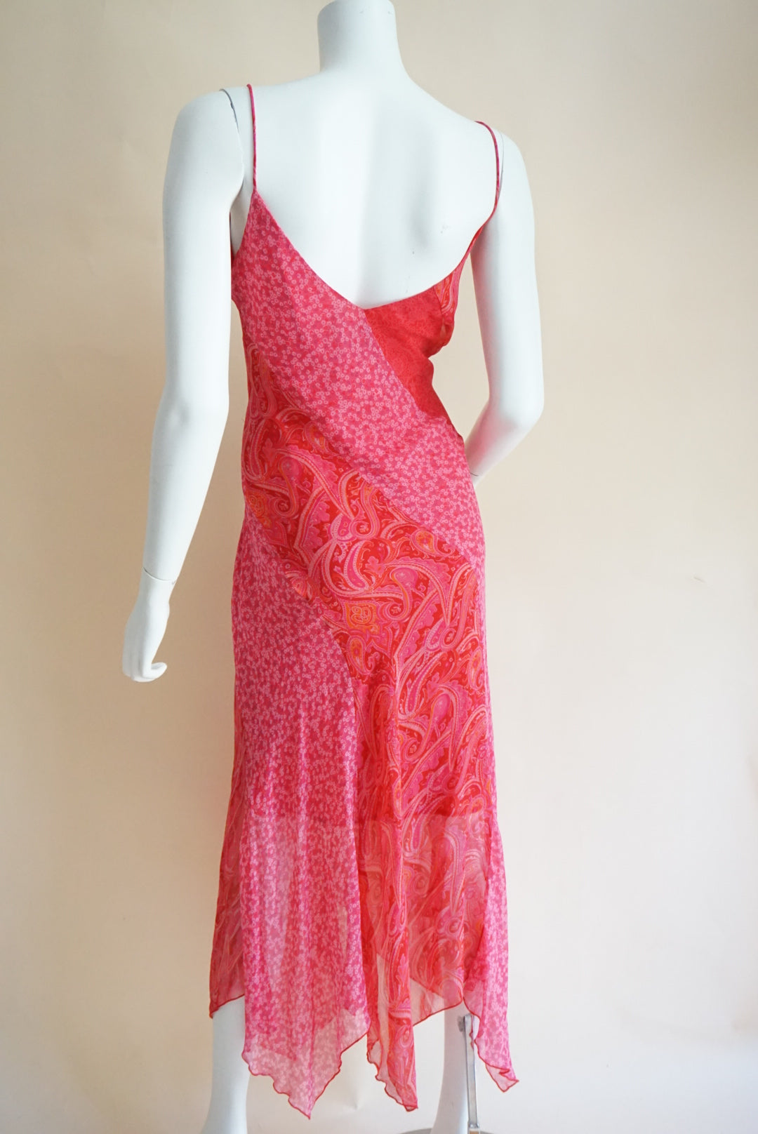 Positive Attitude Silk Paisley Pink Floral Slip Y2K Dress - Size 12 Petite