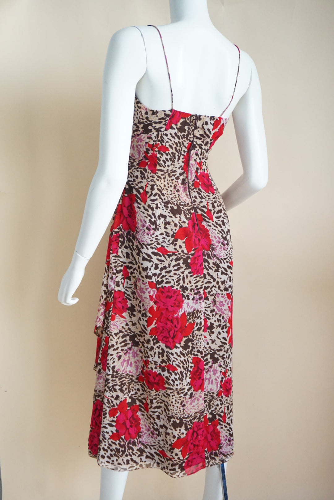 Dusk Y2K Animal Print Floral Maxi Pleated Slip Dress