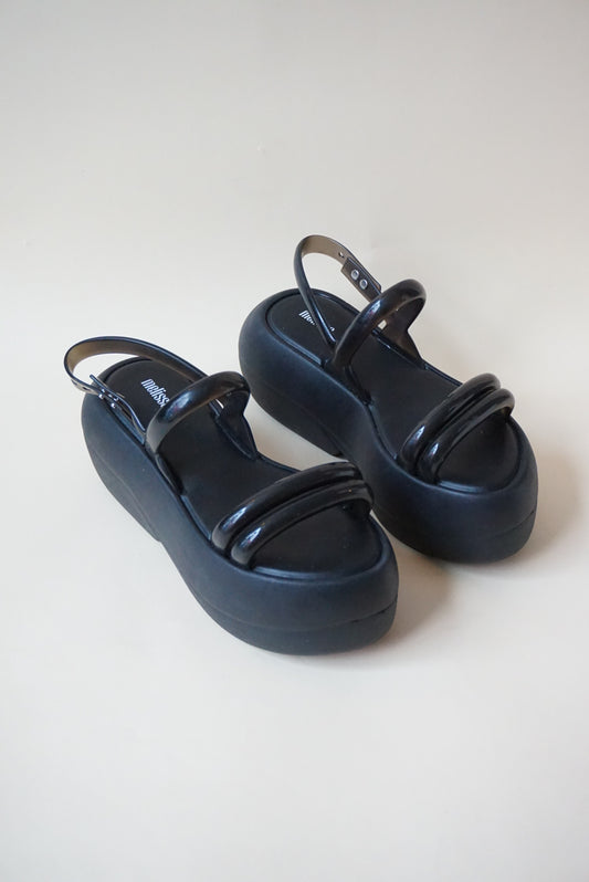 Melissa Black Air Bubble Platform Black Womens Sandals - Size 8