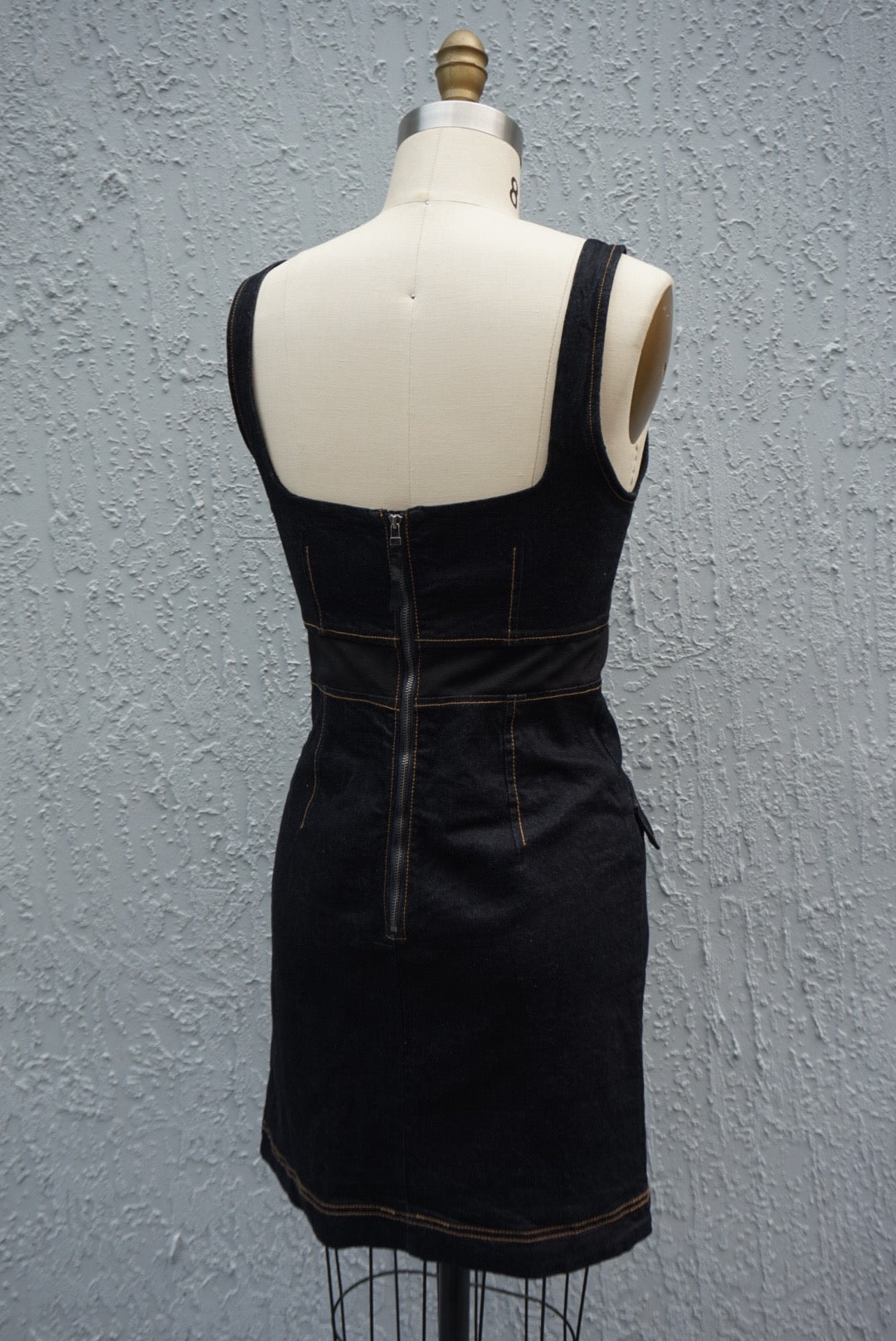 "Anthropologie" Denim Dark Wash Elastic Waistband Sleeveless Mini Dress NWT- Size 2