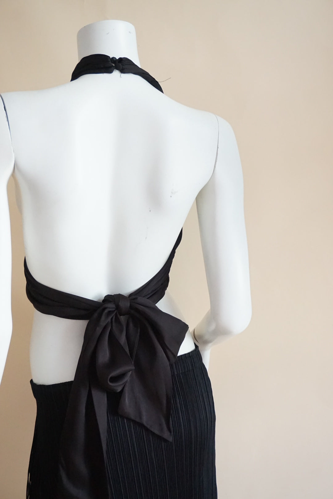Zara Black Pleated Halter Tie Back Blouse - Size XS