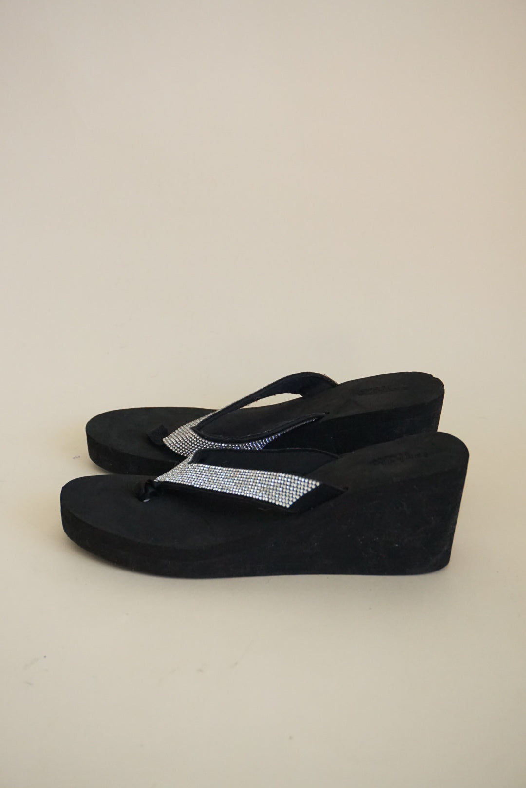 Charlotte Russe Y2K Black Rhinestone Platfrom Sandals - Size 9