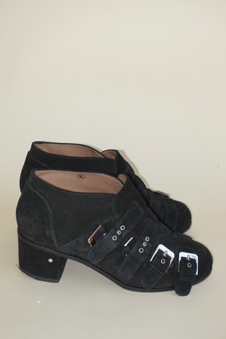 Laurence Dacade Suede Ankle Silver Buckle Round Toe Booties - Size 40