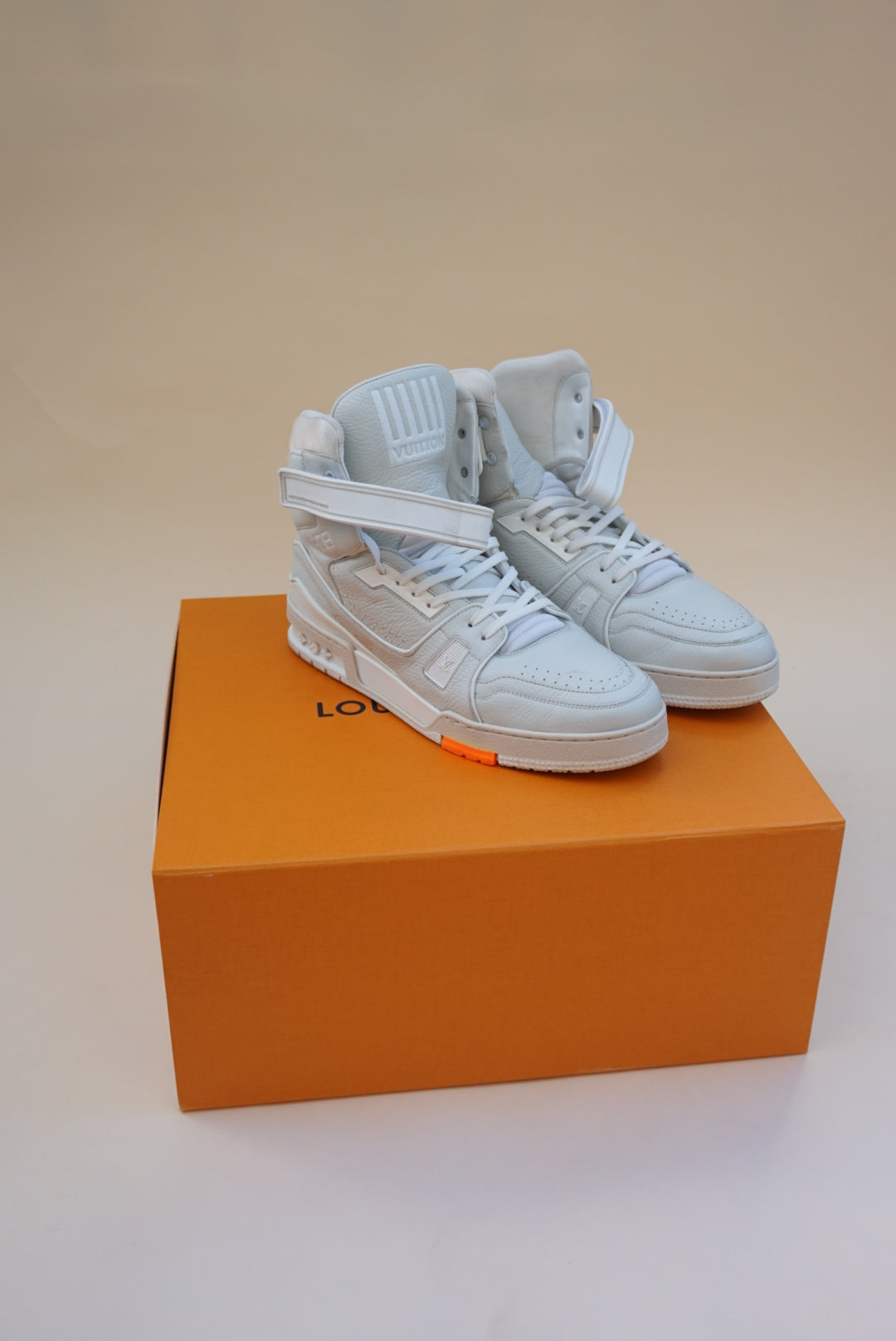 “Louis Vuitton” x Virgil Abloh 408 High Top Trainer Sneakers - Size 10.5