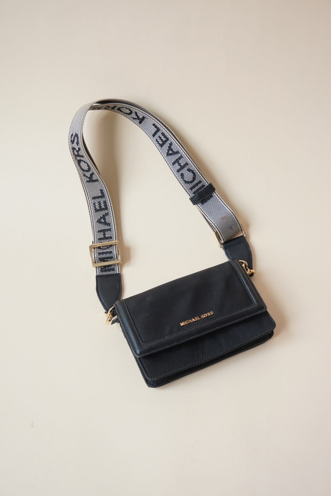 Michael Kors Jet Set Small Nylon Gabardine Smart Phone Crossbody Black Bag