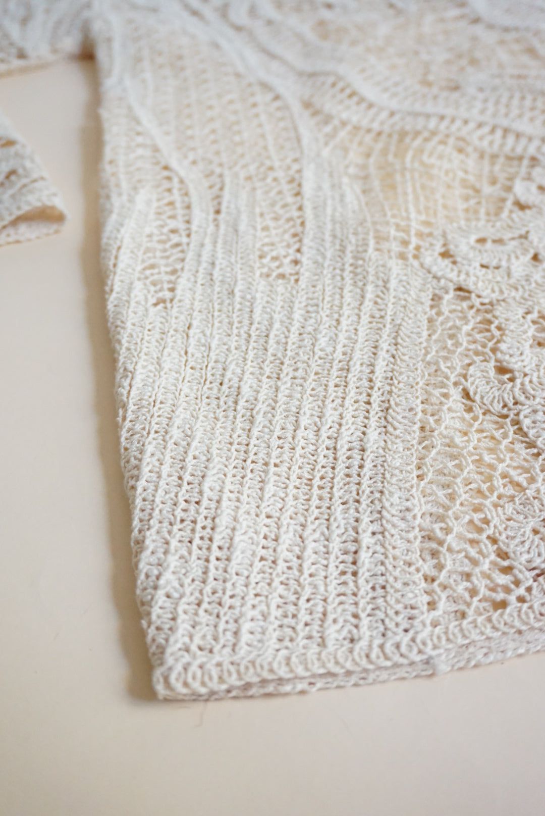 H&M Open Crocheted Ivory Wool Blend Tunic - Size Small