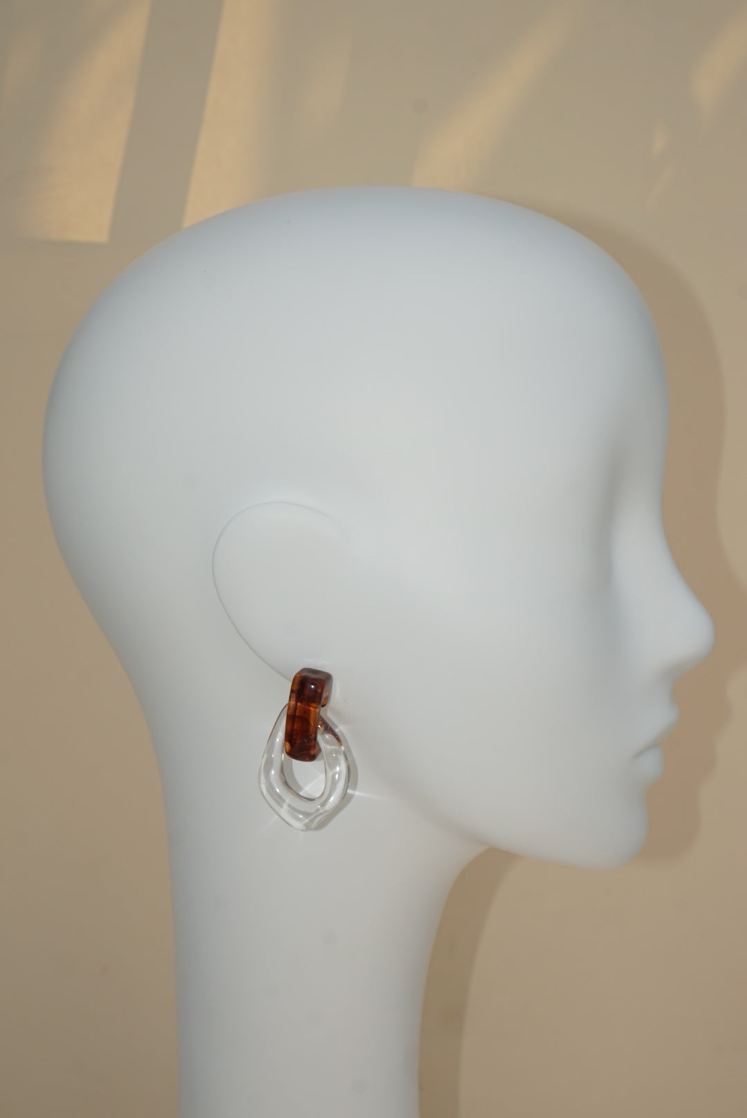 Lucite Amber Art Deco Abstract Earrings