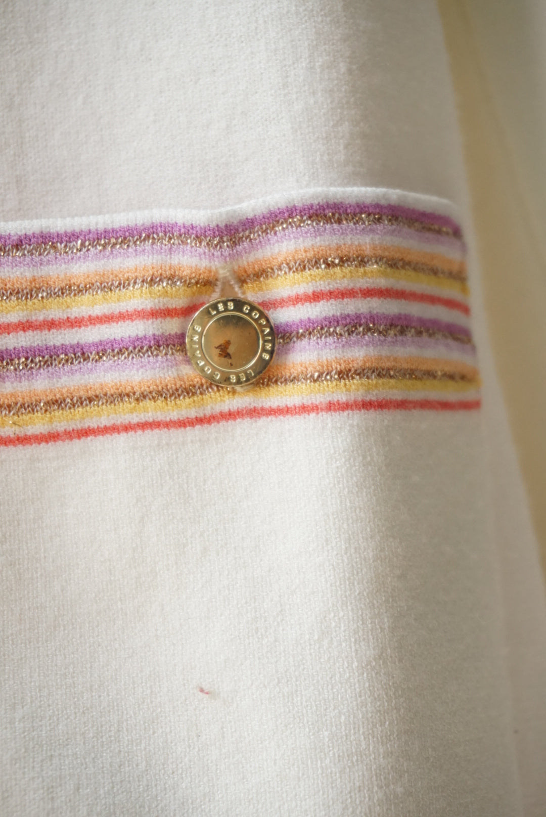 Les Copains Striped Ivory Vintage Pastel Cardigan Set - Size 40 IT