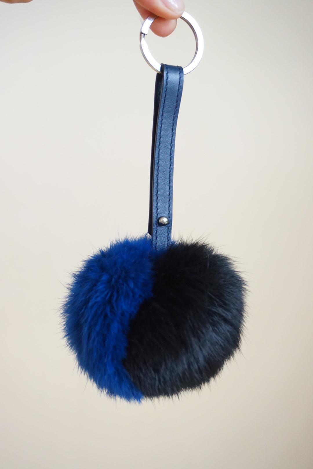 Vince Rabbit Black/ Blue Pom Pom Keychain NWOT