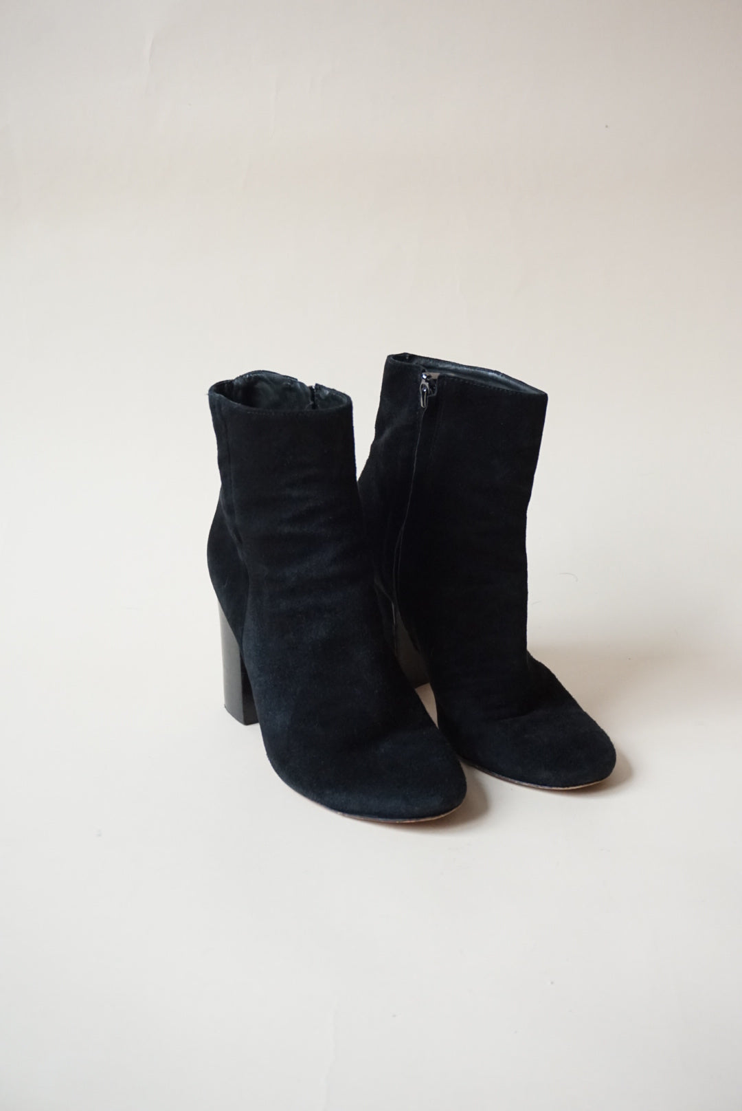 Schutz Ravan Black Block Heel Suede Booties - Size 7.5