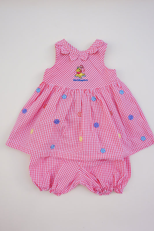 Vintage Walt Disney Winnie The Pooh Gingham Set - Size 12 Months