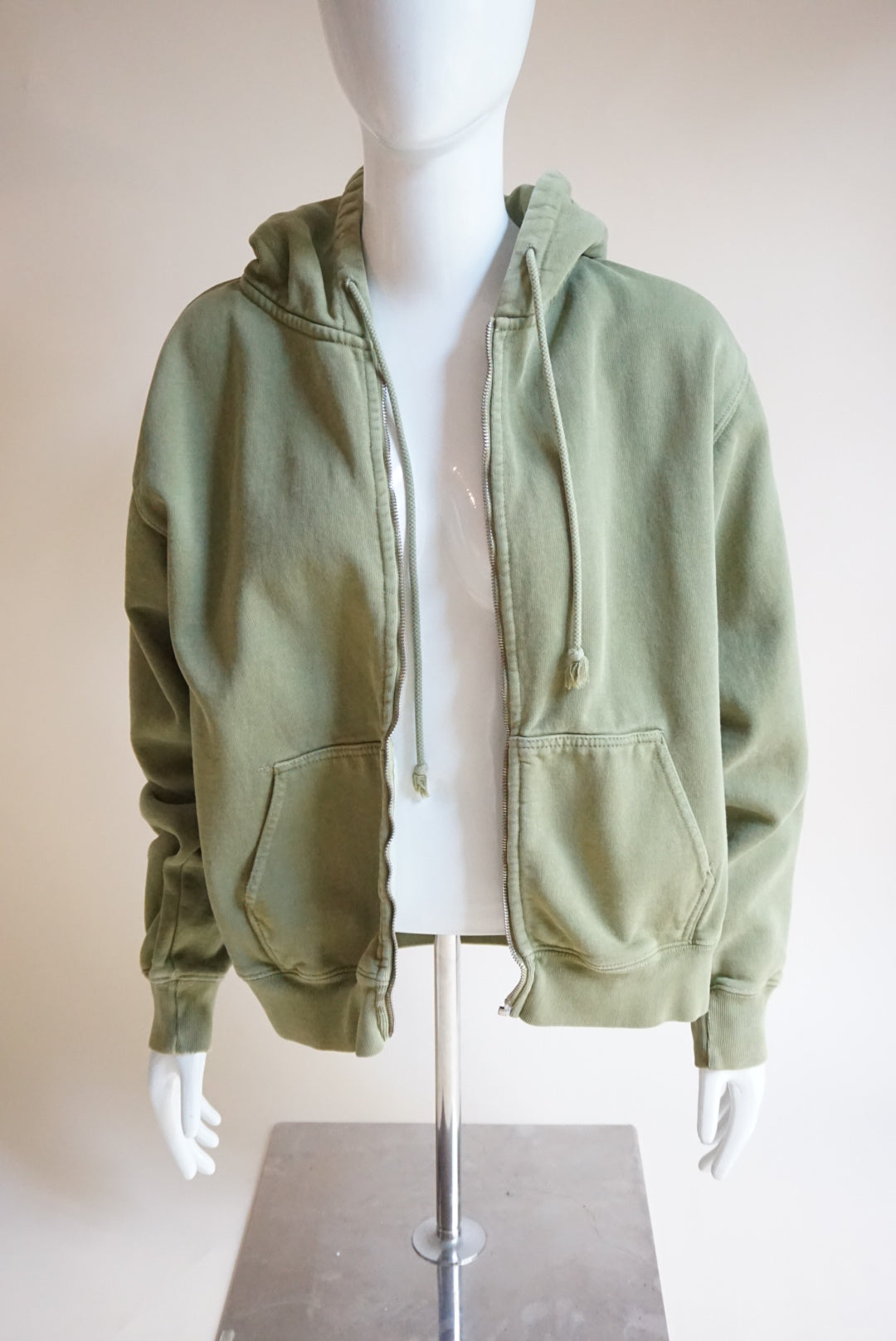 Brandy Melville Hoodie Green Oversized Heavyweight Zip Up Fade - Size One Size