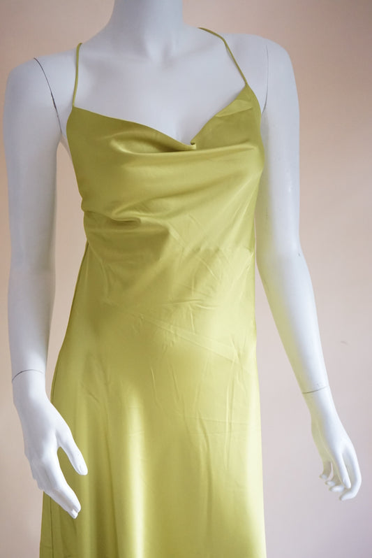 Lulu's Lime Green Cowl Neck Open Back Slip Dress NWT - Size Large