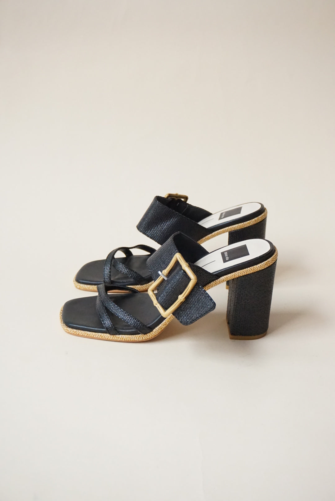 Dolce Vita Onnie Raffia Bamboo Block Open Toe Sandal Heel - Size 10