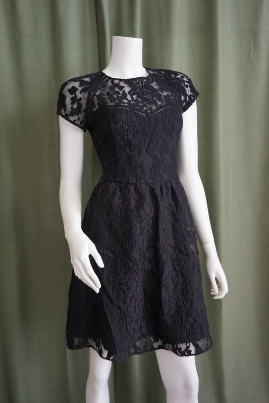 Dolce Vita Black Lace Embroidered Mini Cocktail Dress - Size Large