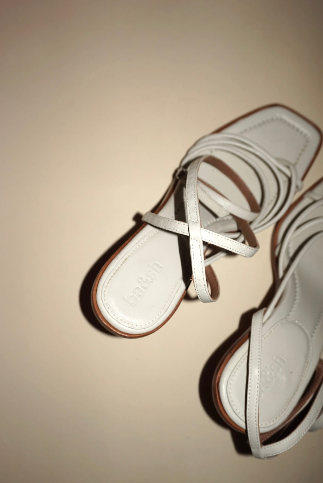 “Ba&sh” White “Cammelie” 100mm Sandal Heel NWOT - Size 39