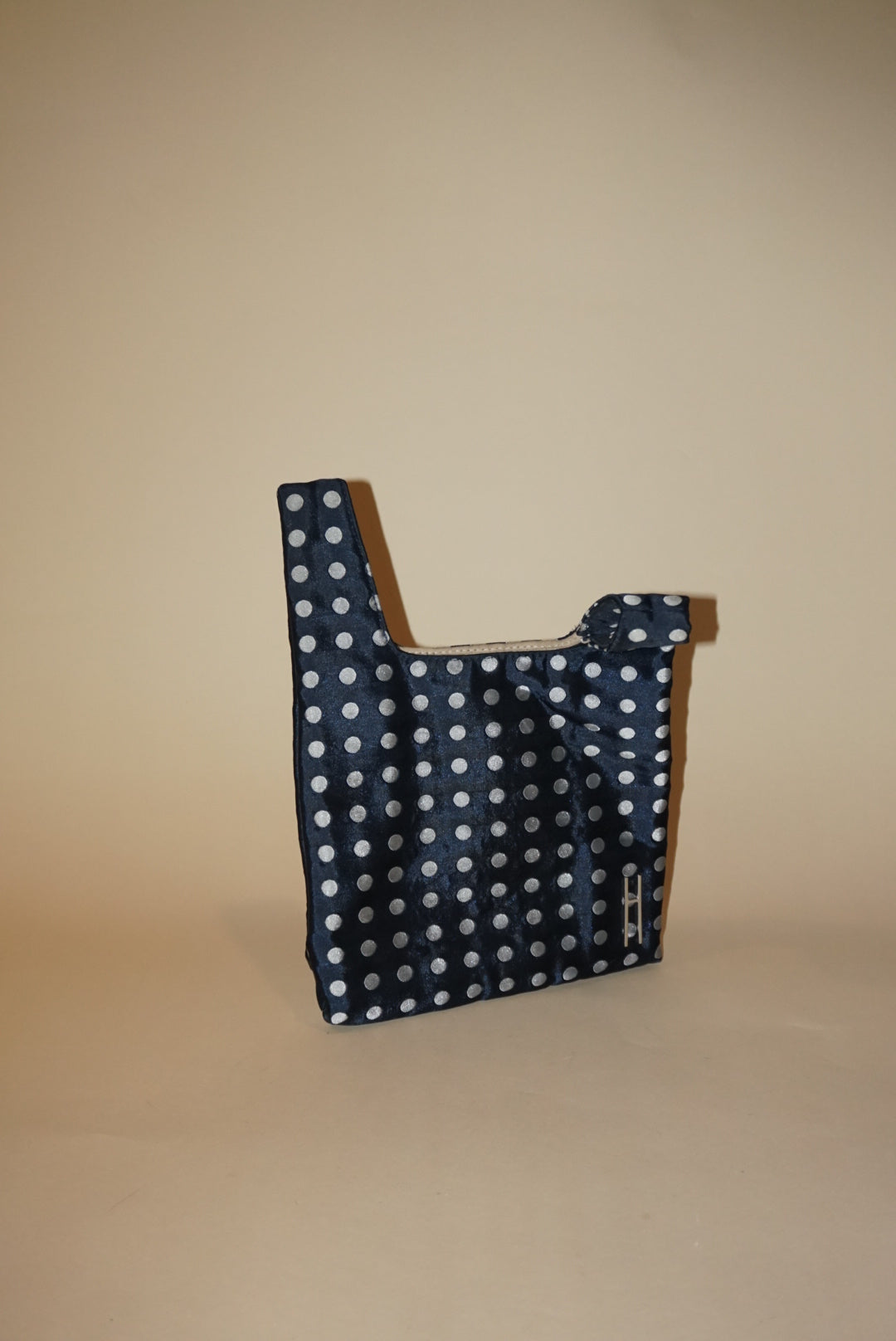 Hayward Satin Polka Dot Navy Mini Japanese Knot Tote