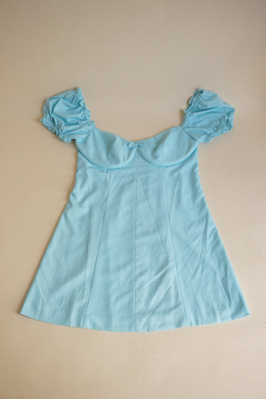 With Jean Sweetheart Baby Doll Sky Blue Dress NWT - Size Medium