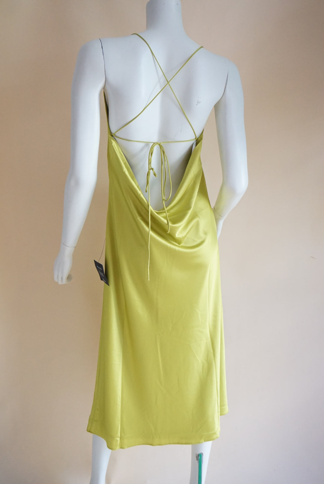 Lulu's Lime Green Cowl Neck Open Back Slip Dress NWT - Size Large