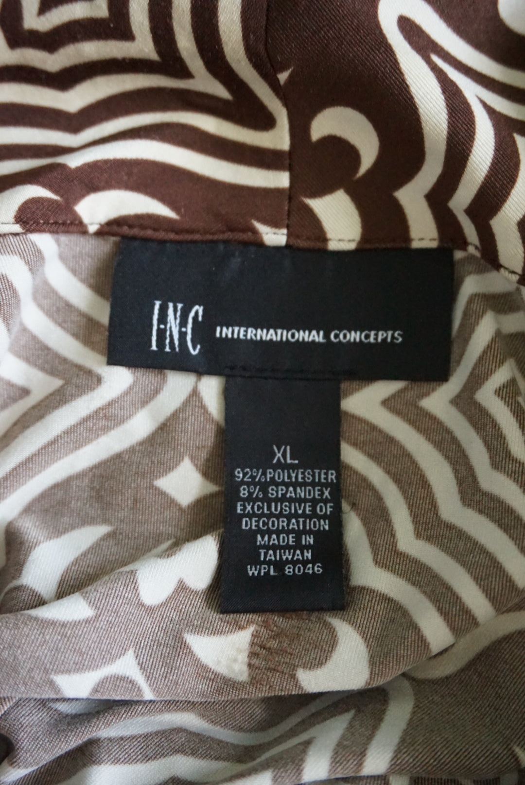 INC Brown Off White Hippie Psychedelic Print Knit Belted Dress - Size XL