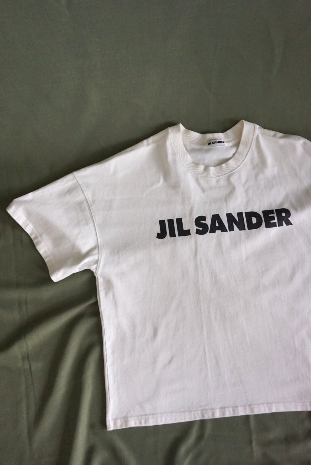 Jil Sander White Cotton Heavy Weight Oversized Logo Tee