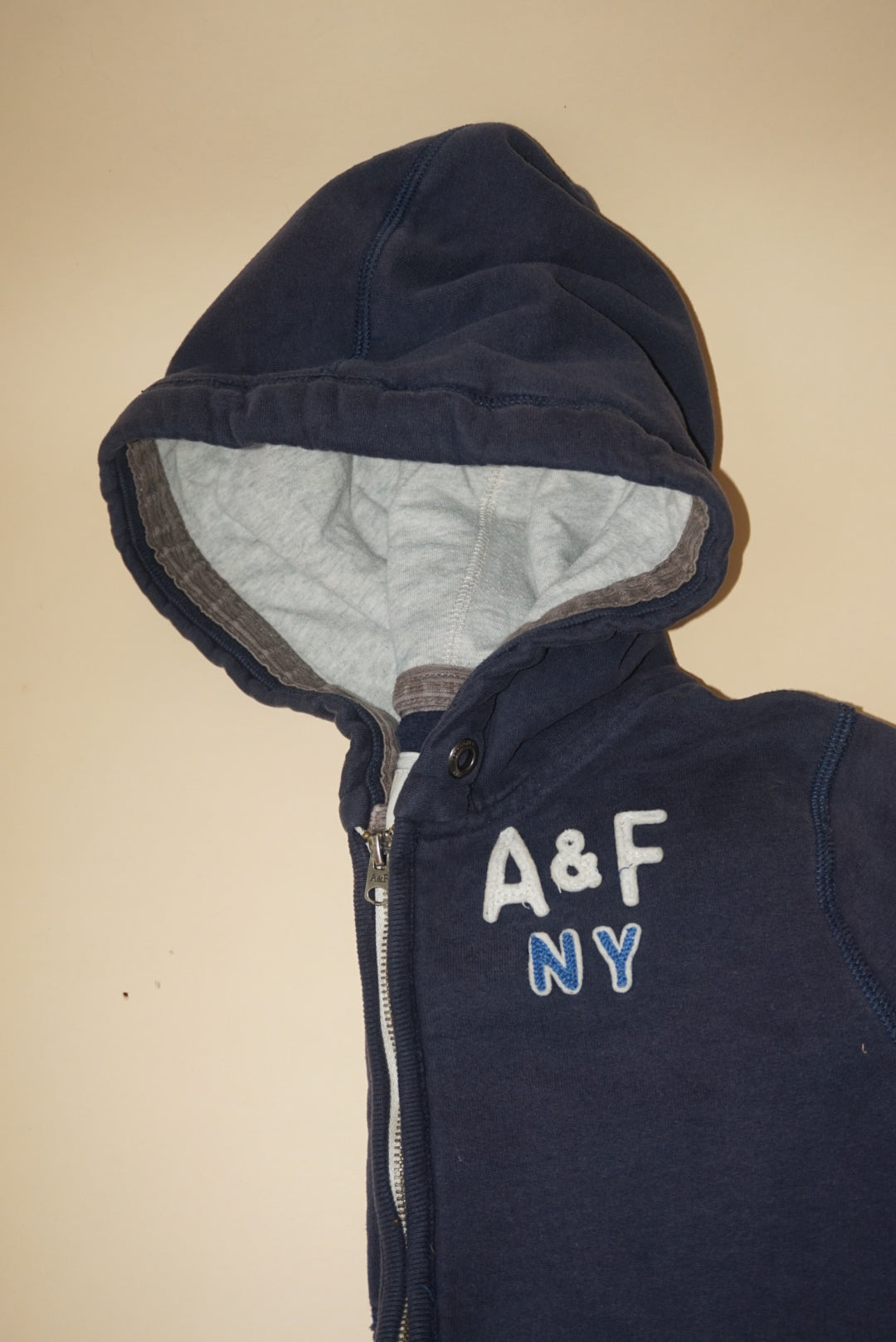 Abercrombie & Fitch NY Navy Blue Y2K Childrens Zip Hoodie - Size Large