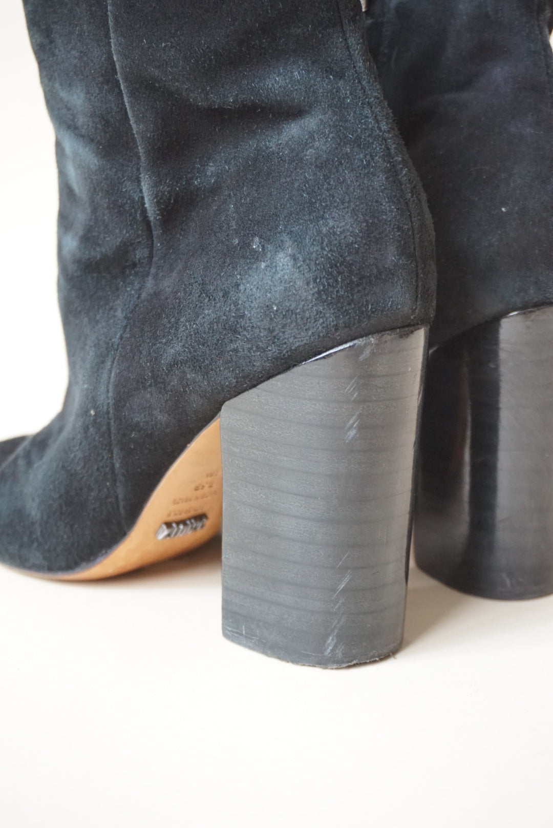 Schutz Ravan Black Block Heel Suede Booties - Size 7.5