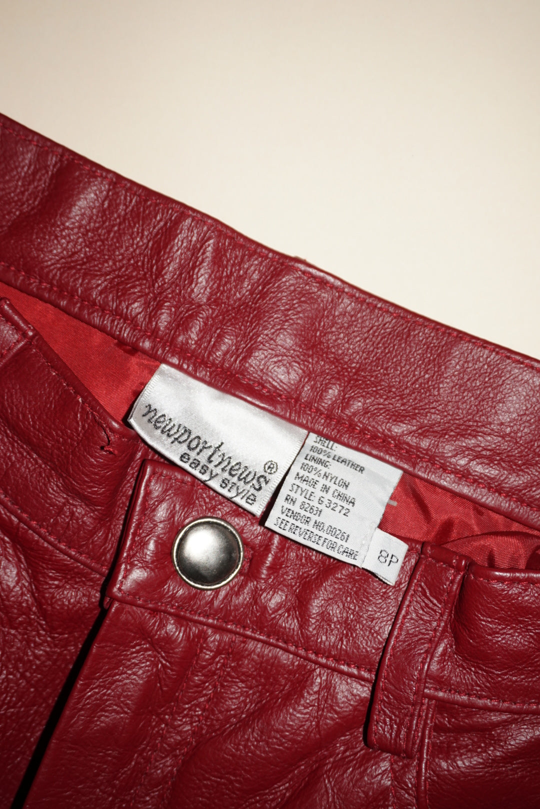 "Newport News Easy Style" Vintage Red Leather Pants NWT - Size 8P