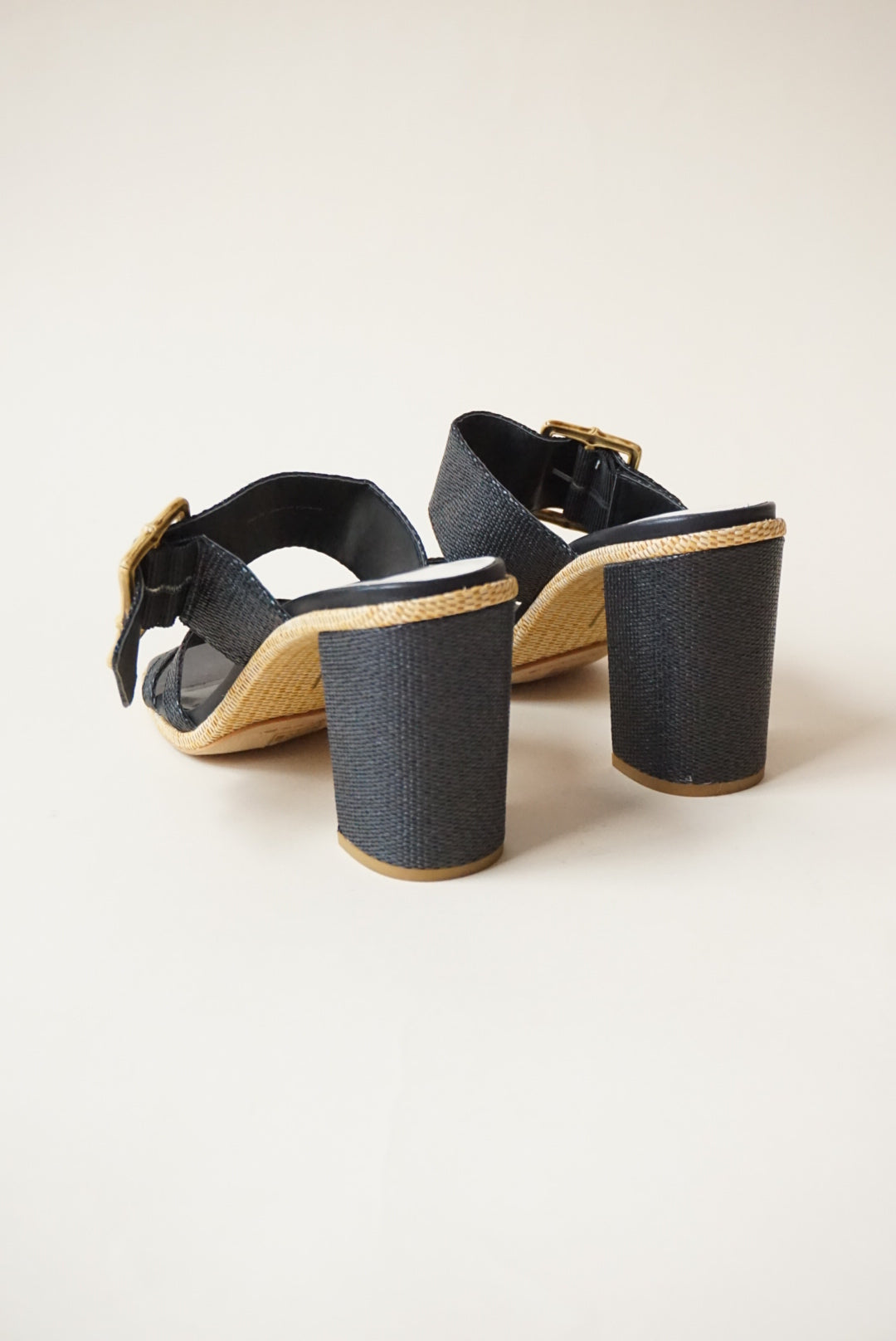 Dolce Vita Onnie Raffia Bamboo Block Open Toe Sandal Heel - Size 10
