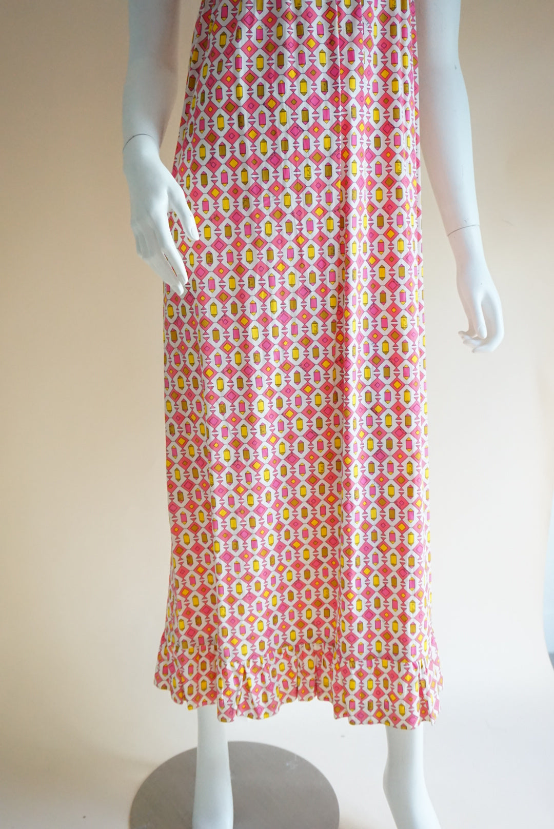 Emilio Pucci Vintage 1960’s Geometric Mod Sleeveless Tie Back Cotton Maxi - Size 8