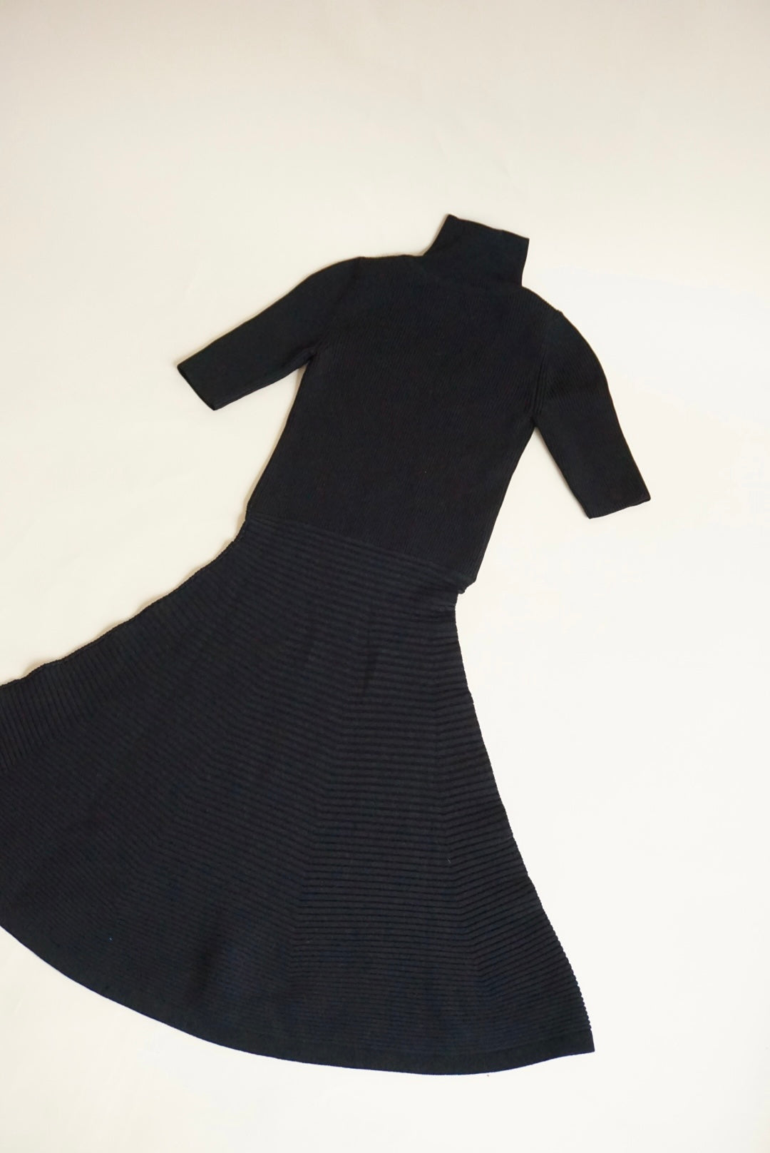 Cushnie et Ochs Turtleneck Knit Fit & Flare Black Mini Dress - Size XS