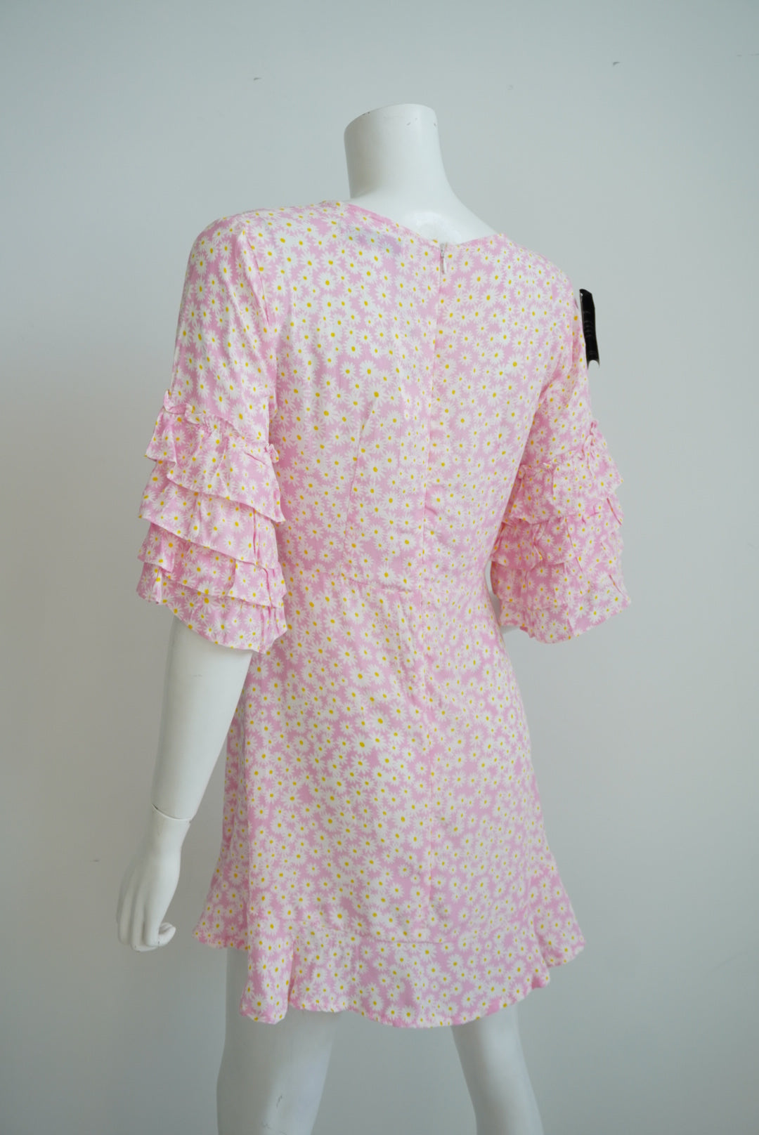 Faithfull The Brand Serafina Dusty Floral Pink  Ruffle Mini Dress NWT - Size Small/4