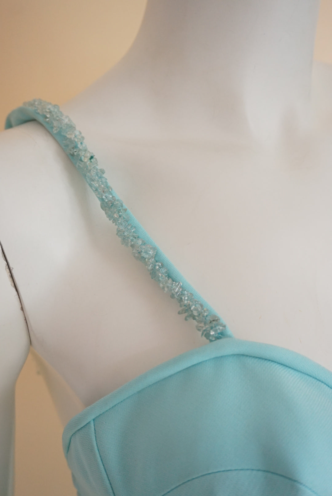 Pamela Dennis Vintage Sky Blue Beaded Corset Bustier Dress NWT - Size 4