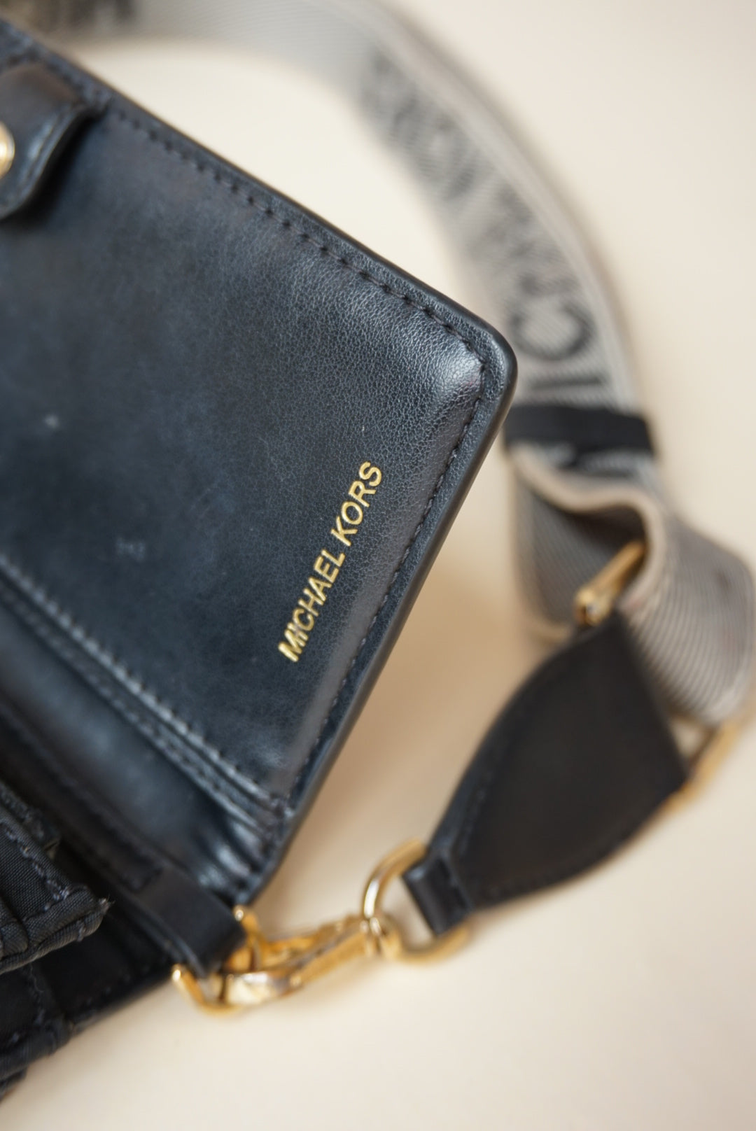 Michael Kors Jet Set Small Nylon Gabardine Smart Phone Crossbody Black Bag