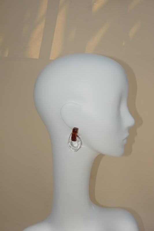 Lucite Amber Art Deco Abstract Earrings
