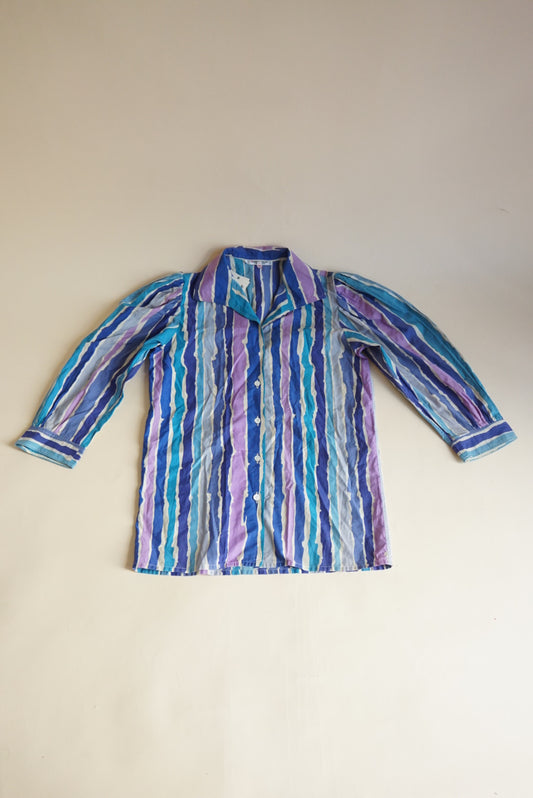 Saint Laurent Rive Guache 70's-80's Vintage Cotton Striped Button Down - Size 38