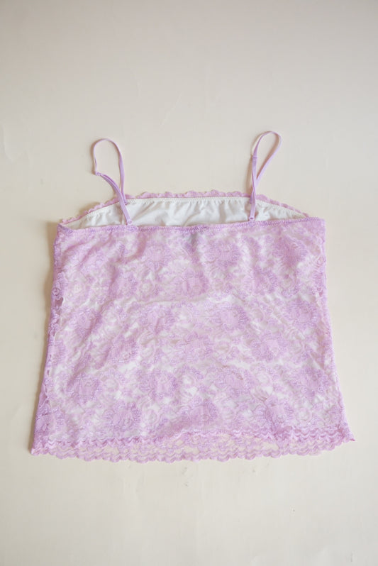 New York & Company Y2K Baby Pink Lace Scalloped Hem Cami - Size Medium